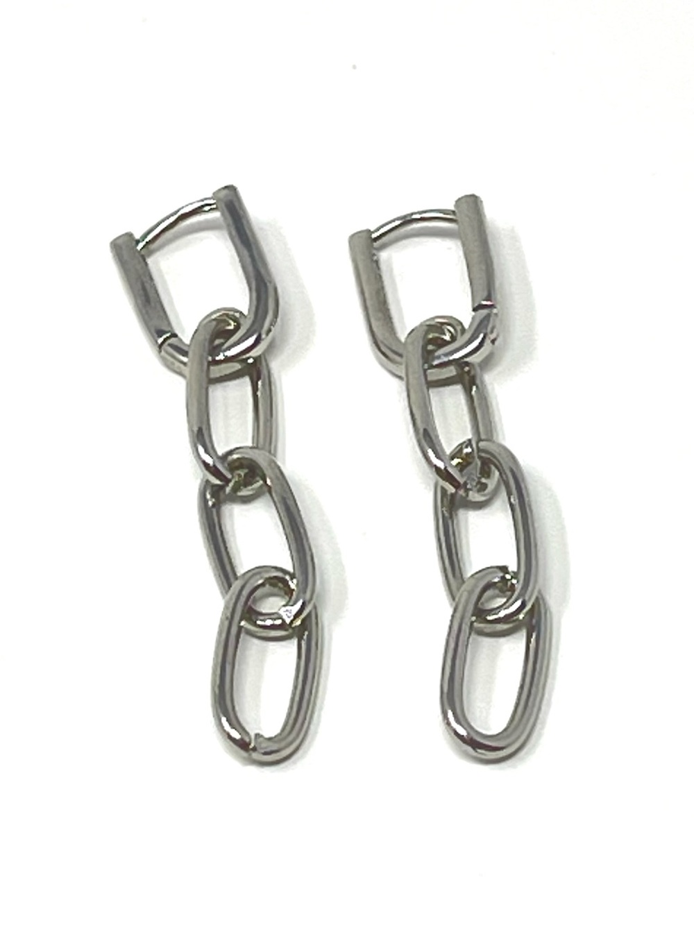 New Free People Chain Link Silver Drop Earrings - Picture 4 of 4